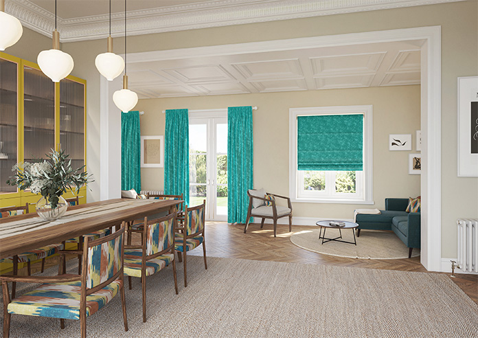 Caen Chenille, Aqua - Motorised Roman Blind - Image 6